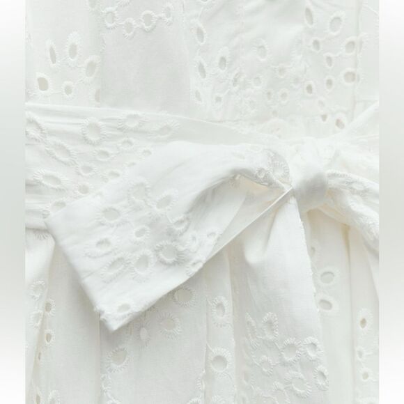 ZARA NWT WOMAN $129 EMBROIDERED EYELET DRESS ZW COLLECTION WHITE | 7977/112 - Picture 10 of 12